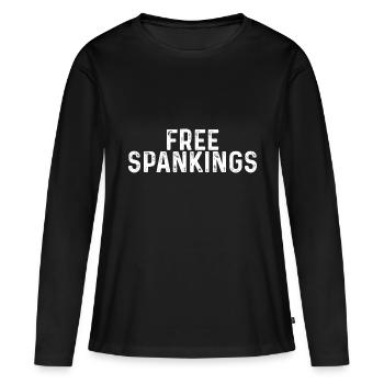 Fessées gratuites 3 - T-shirt manches longues Premium bio Femme - noir - Devant - Julia (174cm)