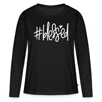 hashtag blessed - Women's Premium Organic Long Sleeve Shirt - black - Front - Julia (174cm)
