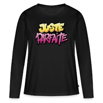 Juste parfaite. - T-shirt manches longues Premium bio Femme - noir - Devant - Julia (174cm)