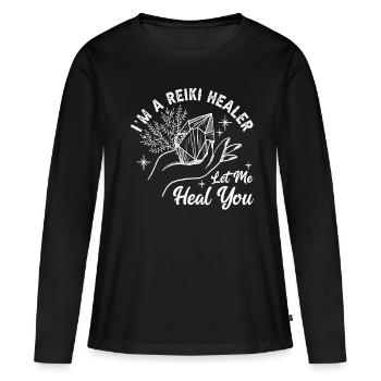 Médecine Reiki Guérisseur Énergie Positive - T-shirt manches longues Premium bio Femme - noir - Devant - Julia (174cm)