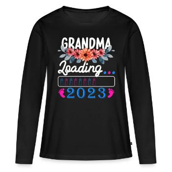 Grand-mère-à-être 2023 Grand-mère chargement 2023 Grand-mère - T-shirt manches longues Premium bio Femme - noir - Devant - Julia (174cm)