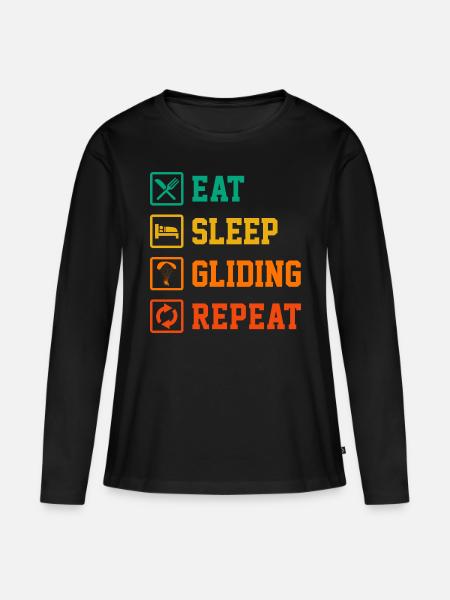 Eat Sleep Gliding Repeat Paragliding Parachute Par - Frauen Premium Bio Langarmshirt - Schwarz