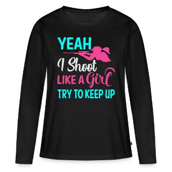 Shooting Girl - Frauen Premium Bio Langarmshirt - Schwarz - Vorne - Julia (174cm)