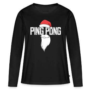 Ping Pong Christmas Hat Table Tennis Bat - Women's Premium Organic Long Sleeve Shirt - black - Front - Julia (174cm)