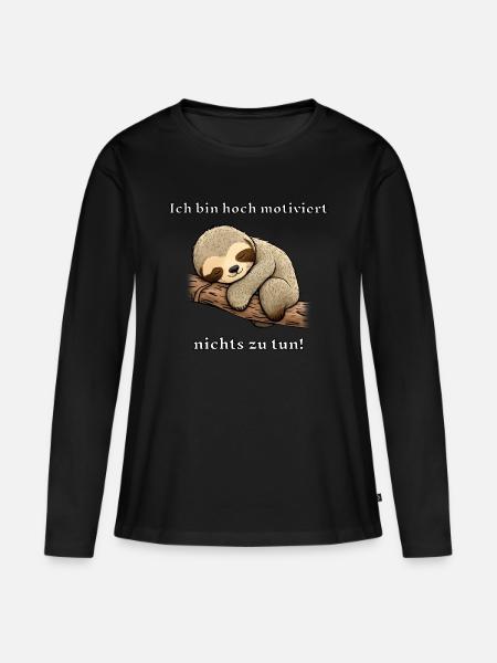 süßes Faultier schläft Geschenkidee - Frauen Premium Bio Langarmshirt - Schwarz