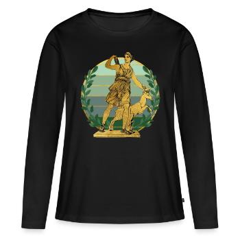 Artémis déesse de la chasse - T-shirt manches longues Premium bio Femme - noir - Devant - Julia (174cm)