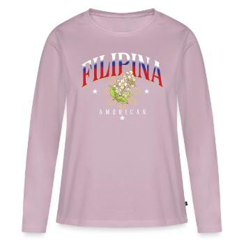 Filipina American Philippines Manila Filipino Gift - Women's Premium Organic Long Sleeve Shirt - dusky pink - Front - Julia (174cm)