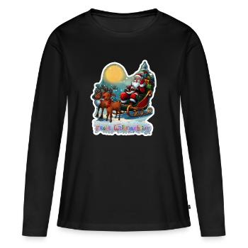 Traîneau à rennes avec le Père Noël - T-shirt manches longues Premium bio Femme - noir - Devant - Julia (174cm)