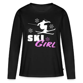 Ski Girl Girl Skier Skiing Slope Mountain - Women's Premium Organic Long Sleeve Shirt - black - Front - Julia (174cm)