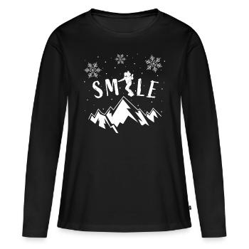 Smile Snowboard Montagnes Vacances d’hiver Vacances de ski Piste - T-shirt manches longues Premium bio Femme - noir - Devant - Julia (174cm)