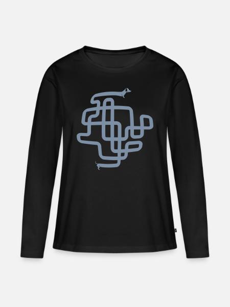 Hot Dog - Langer Spaziergang mit Dackel - Frauen Premium Bio Langarmshirt - Schwarz