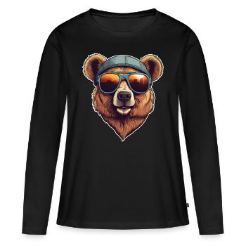 Cool bear with sunglasses - Women's Premium Organic Long Sleeve Shirt - black - Front - Julia (174cm)