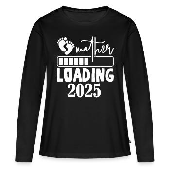 Baby is loading, baby is coming in 2025 - Women's Premium Organic Long Sleeve Shirt - black - Front - Julia (174cm)