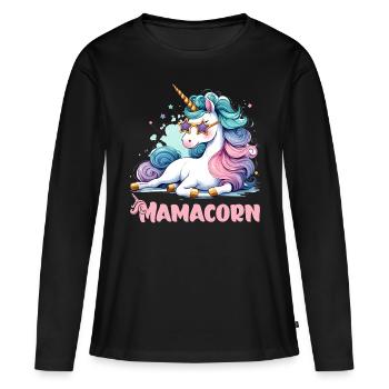 Mamacorn: Magisch & Einzigartig - Frauen Premium Bio Langarmshirt - Schwarz - Vorne - Julia (174cm)