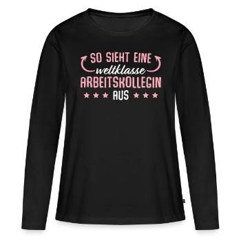Beste Kollegin Weltklasse Arbeitskollegin - Frauen Premium Bio Langarmshirt - Schwarz - Vorne - Julia (174cm)