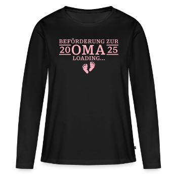 Oma 2025 Loading Schwangerschaft verkünden - Frauen Premium Bio Langarmshirt - Schwarz - Vorne - Julia (174cm)