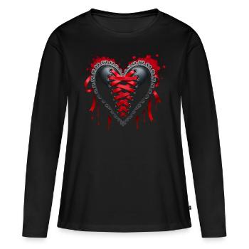 Corset coeur gothique - Saint Valentin Occulte - T-shirt manches longues Premium bio Femme - noir - Devant - Julia (174cm)