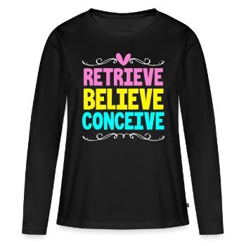 Transfert d’embryons de jour fœtus - T-shirt manches longues Premium bio Femme - noir - Devant - Julia (174cm)