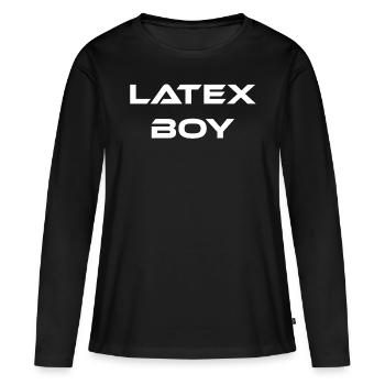 Conception de la police « Latex Boy » - T-shirt manches longues Premium bio Femme - noir - Devant - Julia (174cm)