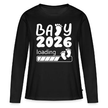 Bébé 2026 Chargement Empreintes de pas mignonnes - T-shirt manches longues Premium bio Femme - noir - Devant - Julia (174cm)