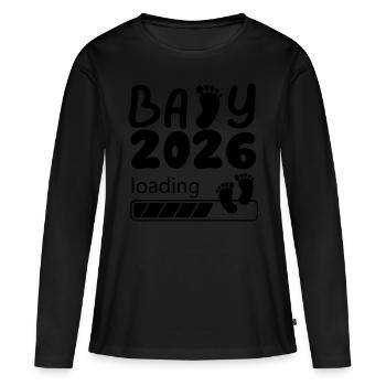 Bébé 2026 Chargement des empreintes de pas - T-shirt manches longues Premium bio Femme - noir - Devant - Julia (174cm)