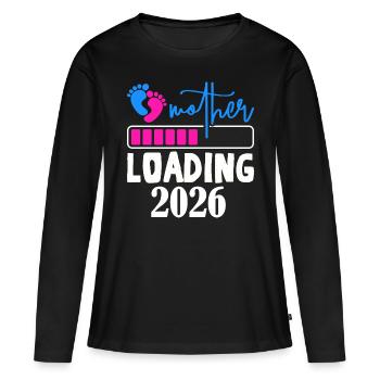 Mother Loading 2026 Werdende Mama Vorfreude - Frauen Premium Bio Langarmshirt - Schwarz - Vorne - Julia (174cm)