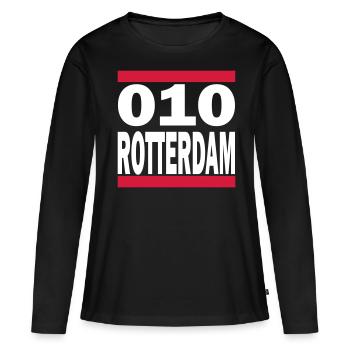 010 Rotterdam - T-shirt manches longues Premium bio Femme - noir - Devant - Julia (174cm)