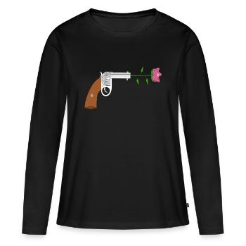 Paix pistol rose no war flower power peace colt - T-shirt manches longues Premium bio Femme - noir - Devant - Julia (174cm)