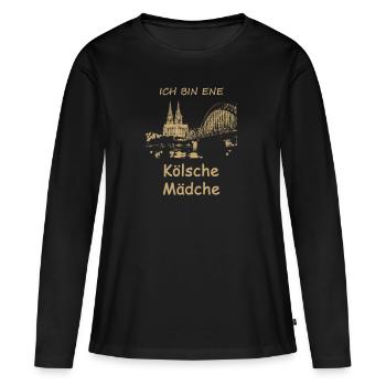 "ICH BIN ENE KÖLSCHE MÄDCHE" 5 - Frauen Premium Bio Langarmshirt - Schwarz - Vorne - Julia (174cm)