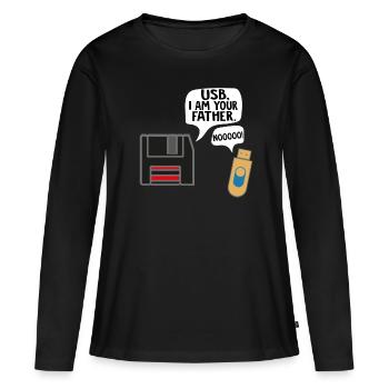 Les programmeurs Nerd USB Je suis ton père - T-shirt manches longues Premium bio Femme - noir - Devant - Julia (174cm)