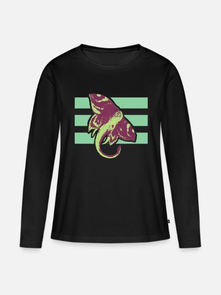 Cool Art Graphic Elefant Shirt - Frauen Premium Bio Langarmshirt - Schwarz