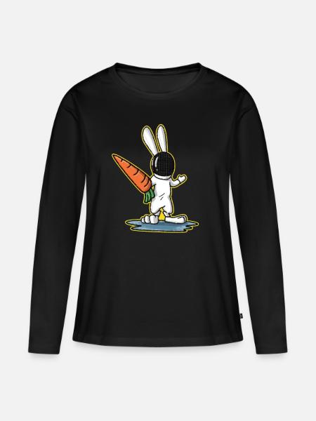 J'adore escrime lapin cadeau de carotte de Pâques - T-shirt manches longues Premium bio Femme - noir