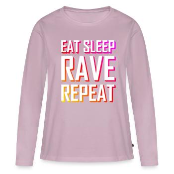 EAT SLEEP RAVE REPEAT Festival 3D Schrift - Frauen Premium Bio Langarmshirt - Altrosa - Vorne - Julia (174cm)