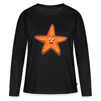 Idée cadeau - T-shirt manches longues Premium bio Femme - noir - Devant - Julia (174cm)