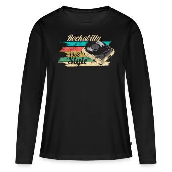 Rockabilly des années 50 - T-shirt manches longues Premium bio Femme - noir - Devant - Julia (174cm)