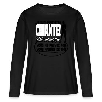 HUMOUR TEE SHIRT FEMME/DESIGN/MOTIF/T-SHIRT DROLE - T-shirt manches longues Premium bio Femme - noir - Devant - Julia (174cm)