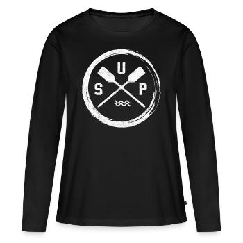 SUP - T-shirt manches longues Premium bio Femme - noir - Devant - Julia (174cm)