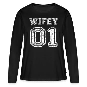 Mariage mariage mariage cérémonie amour idée cadeau - T-shirt manches longues Premium bio Femme - noir - Devant - Julia (174cm)