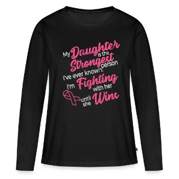 Mois de prévention du cancer du sein fille cancer du sein - T-shirt manches longues Premium bio Femme - noir - Devant - Julia (174cm)