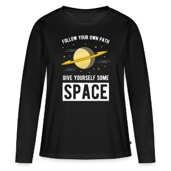 Espace saturn planète étoile espace galaxie tous - T-shirt manches longues Premium bio Femme - noir - Devant - Julia (174cm)