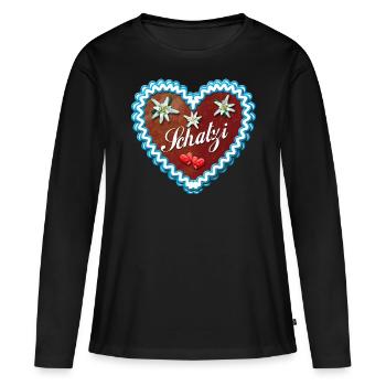 22 Lebkuchenherz Schatzi Liebe Bayern Herzen - Frauen Premium Bio Langarmshirt - Schwarz - Vorne - Julia (174cm)