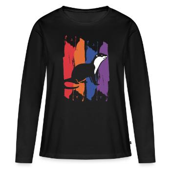Martre Loutre - T-shirt manches longues Premium bio Femme - noir - Devant - Julia (174cm)