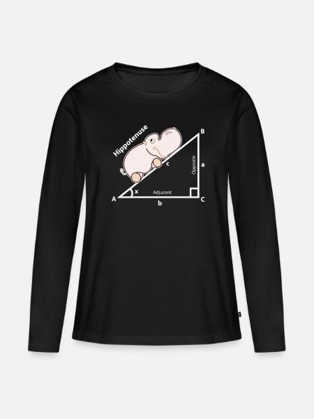 Hippo Mathematik - Frauen Premium Bio Langarmshirt - Schwarz