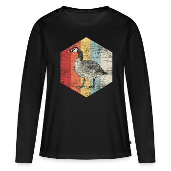 Gans - Frauen Premium Bio Langarmshirt - Schwarz - Vorne - Julia (174cm)