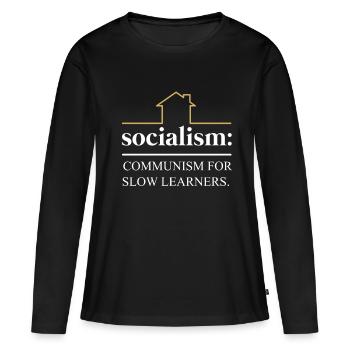 Capitaliste communiste socialiste - T-shirt manches longues Premium bio Femme - noir - Devant - Julia (174cm)