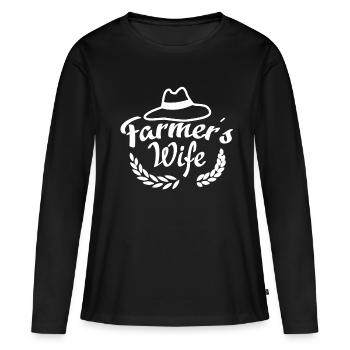 Agriculteur Bauer - T-shirt manches longues Premium bio Femme - noir - Devant - Julia (174cm)