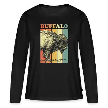 buffle - T-shirt manches longues Premium bio Femme - noir - Devant - Julia (174cm)