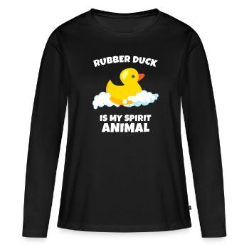 Canard de Bain Animal Spirituel - T-shirt manches longues Premium bio Femme - noir - Devant - Julia (174cm)