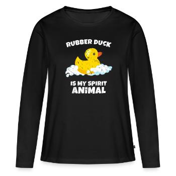 Badeente Quietscheente Spiritualität - Frauen Premium Bio Langarmshirt - Schwarz - Vorne - Julia (174cm)