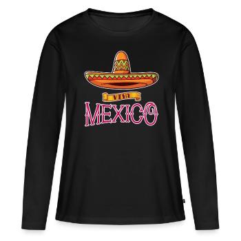 Mexiko - Frauen Premium Bio Langarmshirt - Schwarz - Vorne - Julia (174cm)